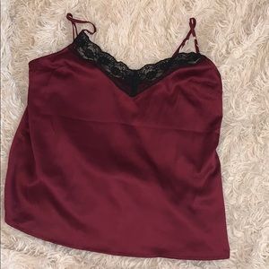 Maroon silk tank